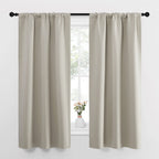 NICETOWN Blackout Curtains for Living Curtains, Room Darkening Window Curtain Panels, Easy-Care Solid Thermal Insulated Draperies/Drapes for Daughter Room (Natural, 2 Panels, 34 by 63)