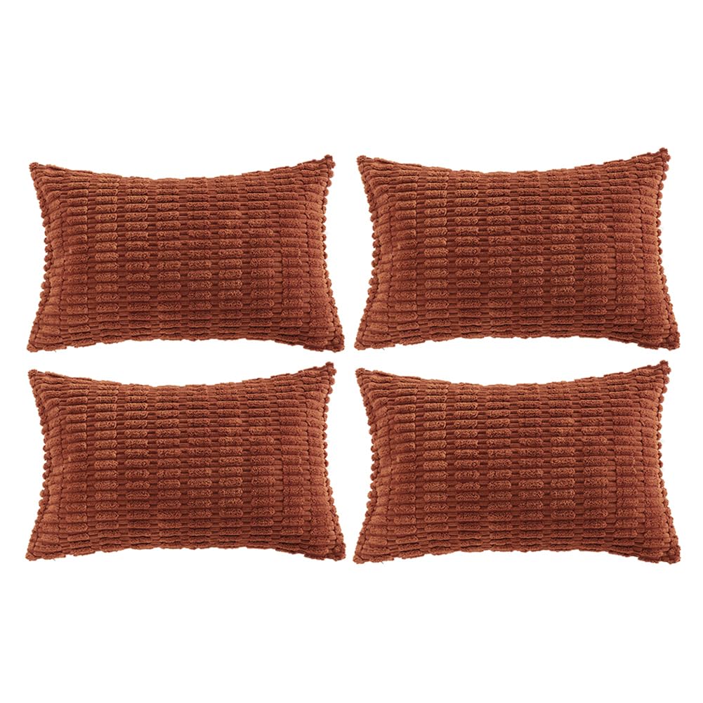 Fancy Homi 4 Packs Decorative Throw Pillow Covers for Living Room Couch Bed, Modern Farmhouse Boho Home Décor Accent Cushion Case, 24" x 14", Rust