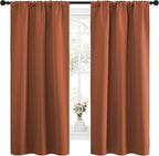 NICETOWN Blackout Curtains and Drapes - Thermal Insulated Solid Rod Pocket Blackout Draperies/Panels (Burnt Orange, 1 Pair, 34 by 63 inches)
