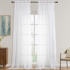 OVZME White Sheer Curtains 120 Inches Long 2 Panels Set, 59 Inch Extra Wide Soft Airy Lightweight Sheer White Curtains for Living Room, Farmhouse Voile Filmy Rod Pocket Drapes, 59Wx120L Inches