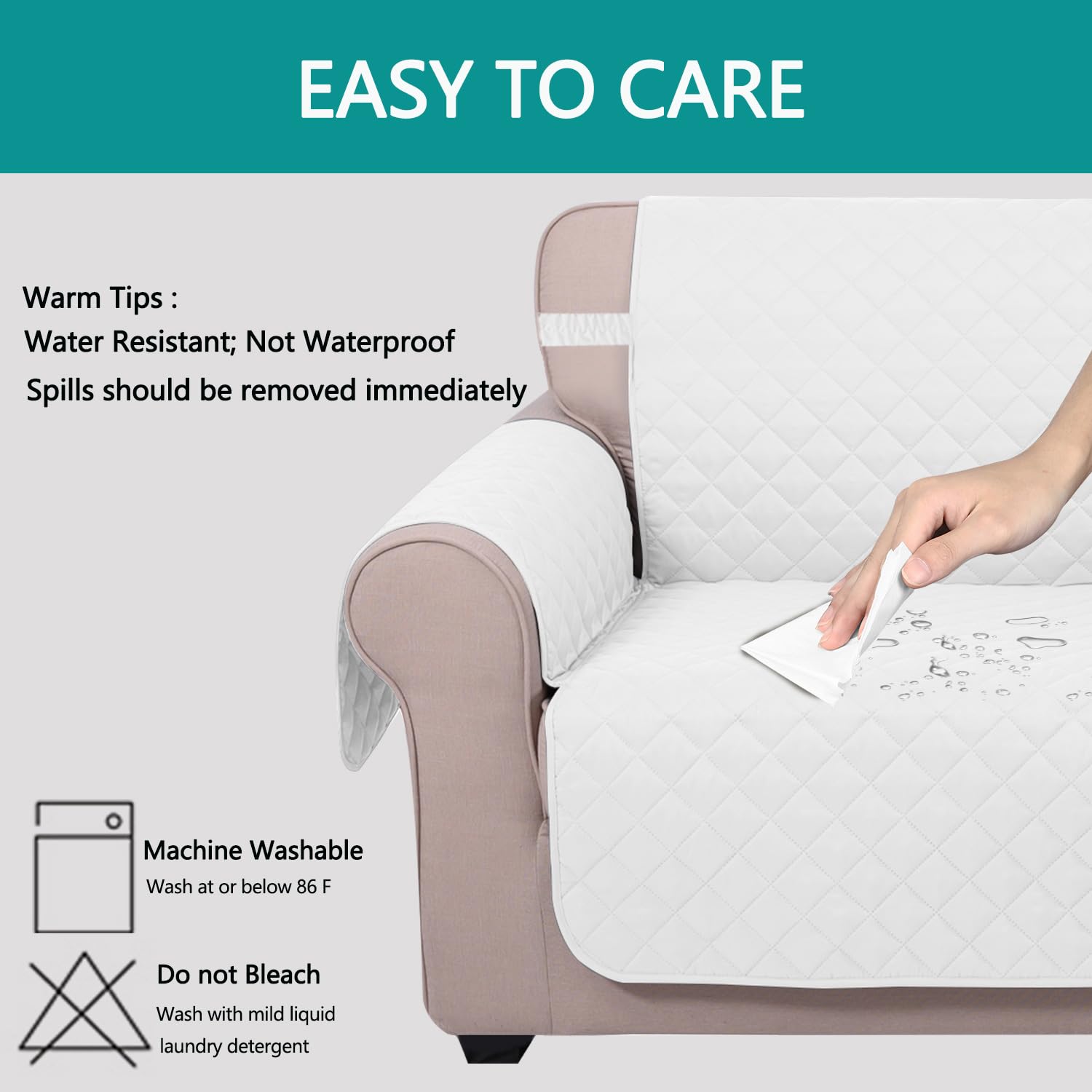 U-NICE HOME Reversible 23''Recliner Small Chair Cover, White