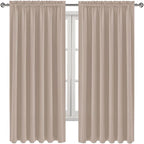 DWCN Blackout Curtains for Living Room Thermal Insulated, Energy Saving & Noise Reducing Bedroom Curtains, Camel, W 70x L 63 Inch, Set of 2 Rod Pocket Curtain Panels