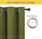 NICETOWN Blackout Window Curtains 60 inch Length 2 Panels, 34 x 60 Inch, Olive Green, Grommet Top Room Darkening Thermal Insulated Solid Vertical Drapes for Bedroom/Kid Room