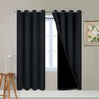 Yakamok Black 100% Blackout Curtains 72 Inches Long for Bedroom 52" Wide