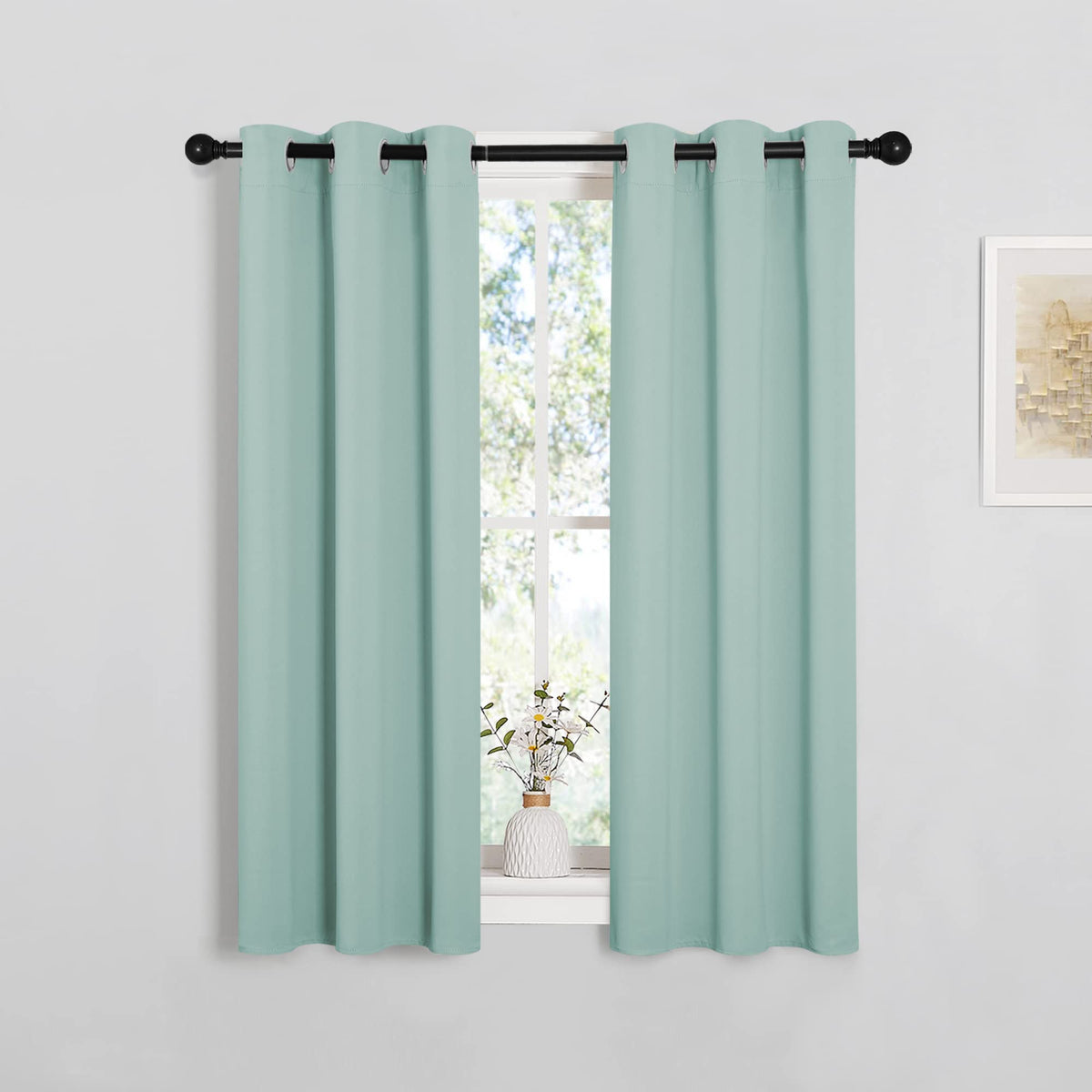 NICETOWN Black Blackout Curtains for Living Room 29" w x 45" L 2 Panels