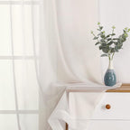 OWENIE Short Sheer Curtains 24 Inches Long 2 Panels for Bathroom Window, Rod Pocket Light Filtering Sheer Tier Curtains for Small Kitchen Laundry Room, RV, Camper Travel Trailers, 42 W x 24 L, Ivory