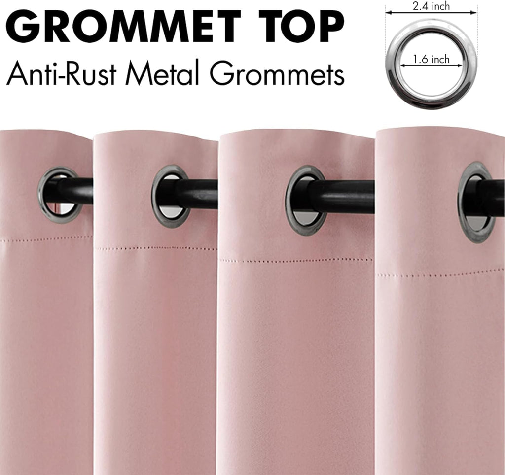MIULEE Light Pink Blackout Bedroom Curtains Drapes 84 Inch Long 52"x84"