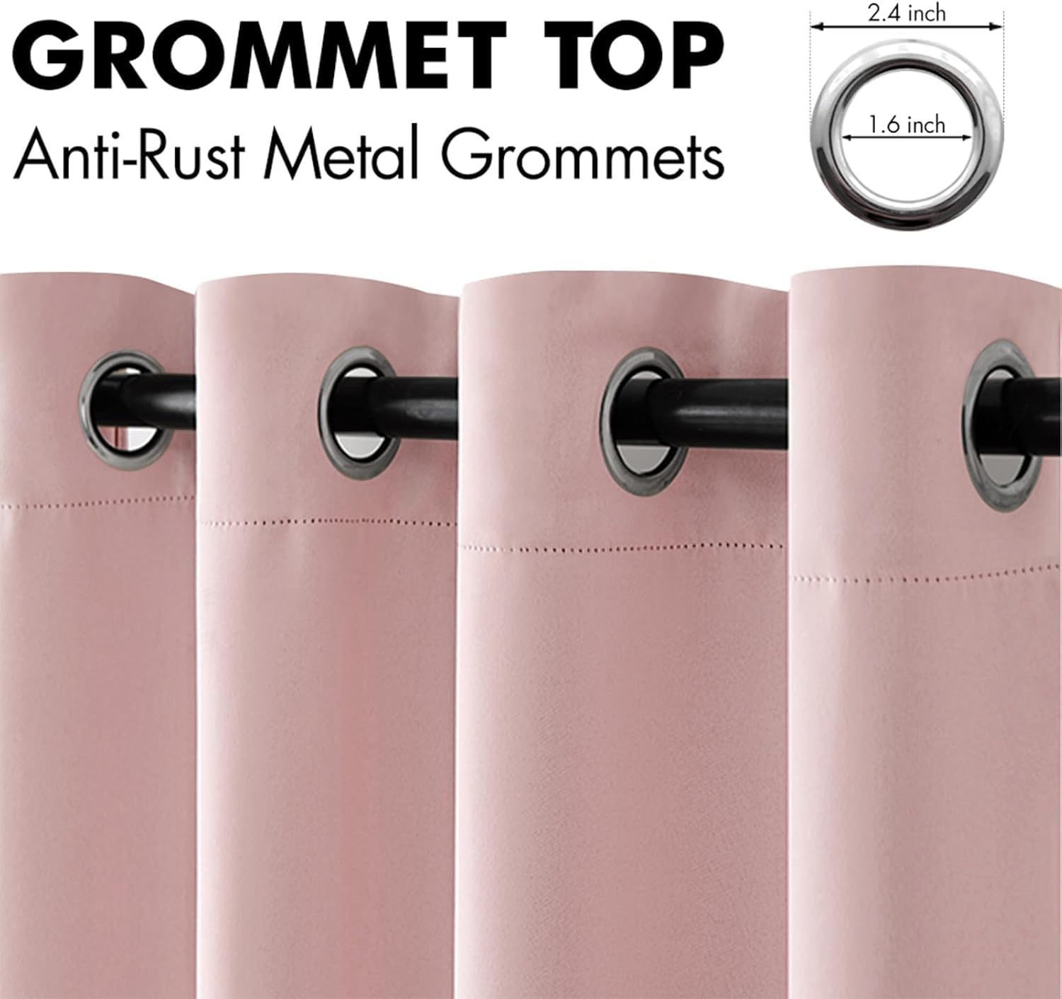 MIULEE Light Pink Blackout Bedroom Curtains Drapes 84 Inch Long 52"x84"