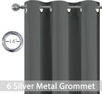 Yakamok Grommet Room Darkening Thermal Insulated Blackout Curtains Window Panels for Bedroom Width 38 Inch by Length 72 Inch Dark Grey Two Curtain Panels