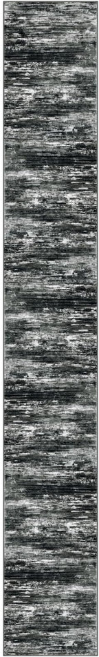 KOZYFLY Modern Abstract Washable Runner Rug 2.6x18 Hallway Runners Non-Slip Soft Kitchen Rugs, Black Grey Striped 18 Foot Carpet Runner for Stair Entryway Laundry Room Foyer