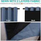 NICETOWN 100% Blackout Curtains with Black Liners, Thermal Insulated Full Blackout 2-Layer Lined Drapes, Energy Efficiency Window Draperies for Bedroom (Stone Blue, 2 Panels, 52-inch W by 63-inch L)