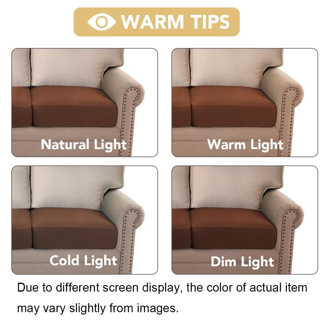 H.VERSAILTEX Stretch Couch Cushion Covers Individual Seat Sofa Chair Slipcovers Cushion Protector Cover Featuring Jacquard Textured Twill Fabric(1 Cushion Chair Cover, Caramel)