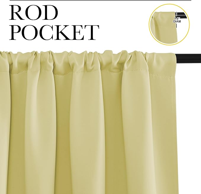 NICETOWN Blackout Curtains for RV Windows, Paler Yellow, 29" by 20", 2 Panels, Room Darkening Window Curtain Panels, Easy-Care Solid Thermal Insulated Draperies/Drapes for Daughter Room