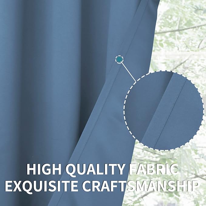BGment Blackout Curtains for Bedroom - Grommet Thermal Insulated Room Darkening Curtains for Living Room, Set of 2 Panels (52 x 63 Inch, Faded Denim)