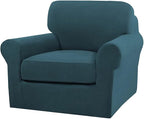 Turquoize 2 Piece Chair Covers Chair Slipcovers for Living Room Armchair Couch Cover Chair Sofa Cover with Individual Cushion Covers Furniture Cover for Chairs Feature Thick Fabric (Chair, Deep Teal)