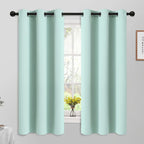 Yakamok Blackout Curtains Room Darkening Thermal Insulated Window Panels,Solid Grommet Top Drapes for Bedroom/Living Room(42Wx63L, Aqua, 2 Panels)