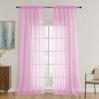 OVZME Light Pink Bedroom Curtains 96 Length for Farmhouse, 59 Inch Extra Wide Light Filtering Voile Drapes Light Airy Window Decor for Patio Door Living Room Bedroom Dining, 59Wx96L Inches