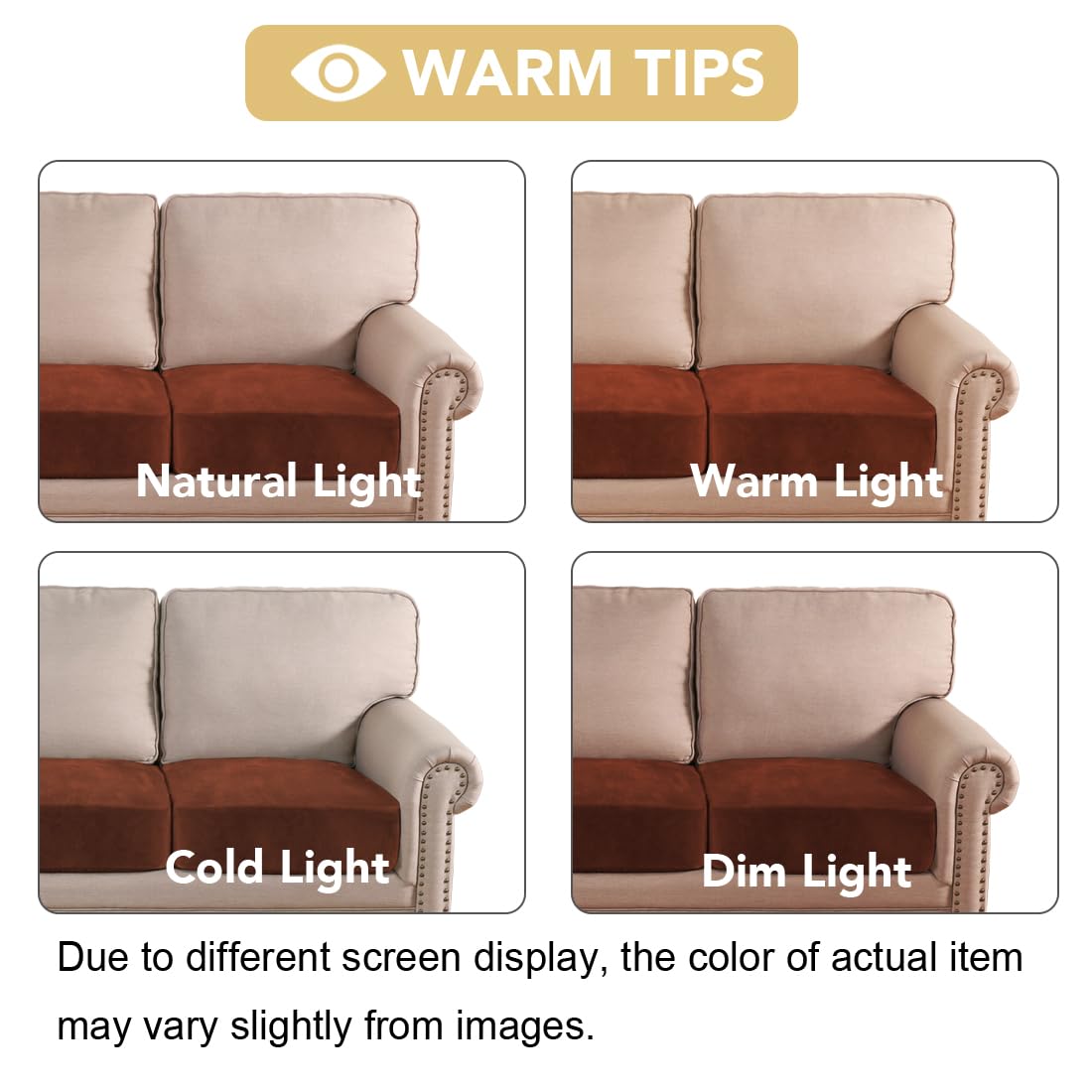 H.VERSAILTEX Velvet Stretch Couch Cushion Cover Plush Cushion Slipcover for Chair Loveseat Sofa Cushion Furniture Protector Seat Cushion Sofa Cover (3 Piece Sofa Cushion Covers, Rust)