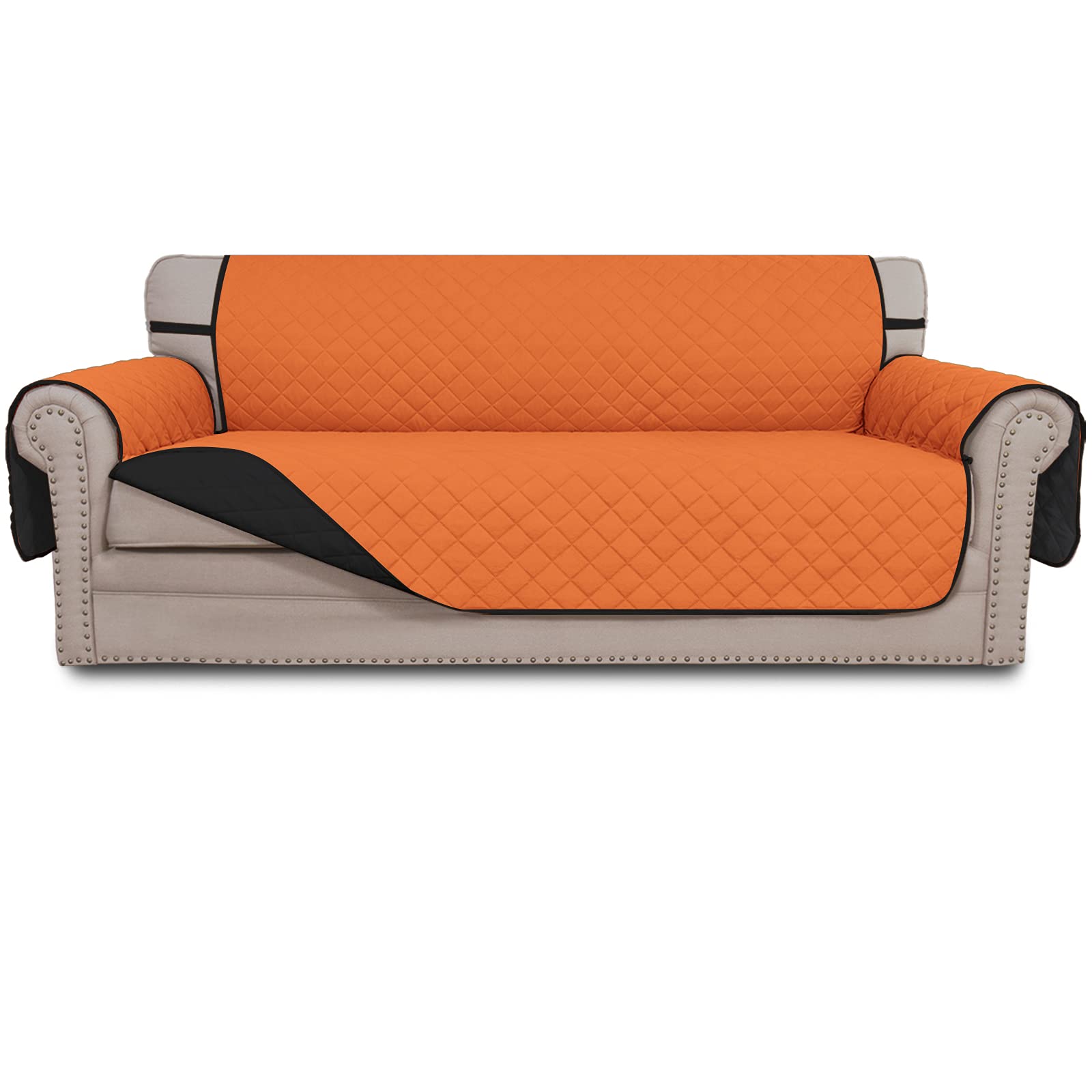 Easy-Going Reversible Couch Cover, 3 Cushion Sofa, Large, Orange/Black