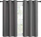 NICETOWN Bedroom Curtains Blackout Drapery Panels, Three Pass Microfiber Thermal Insulated Solid Ring Top Blackout Window Curtains/Drapes (Two Panels, 42 x 48 inches, Gray)