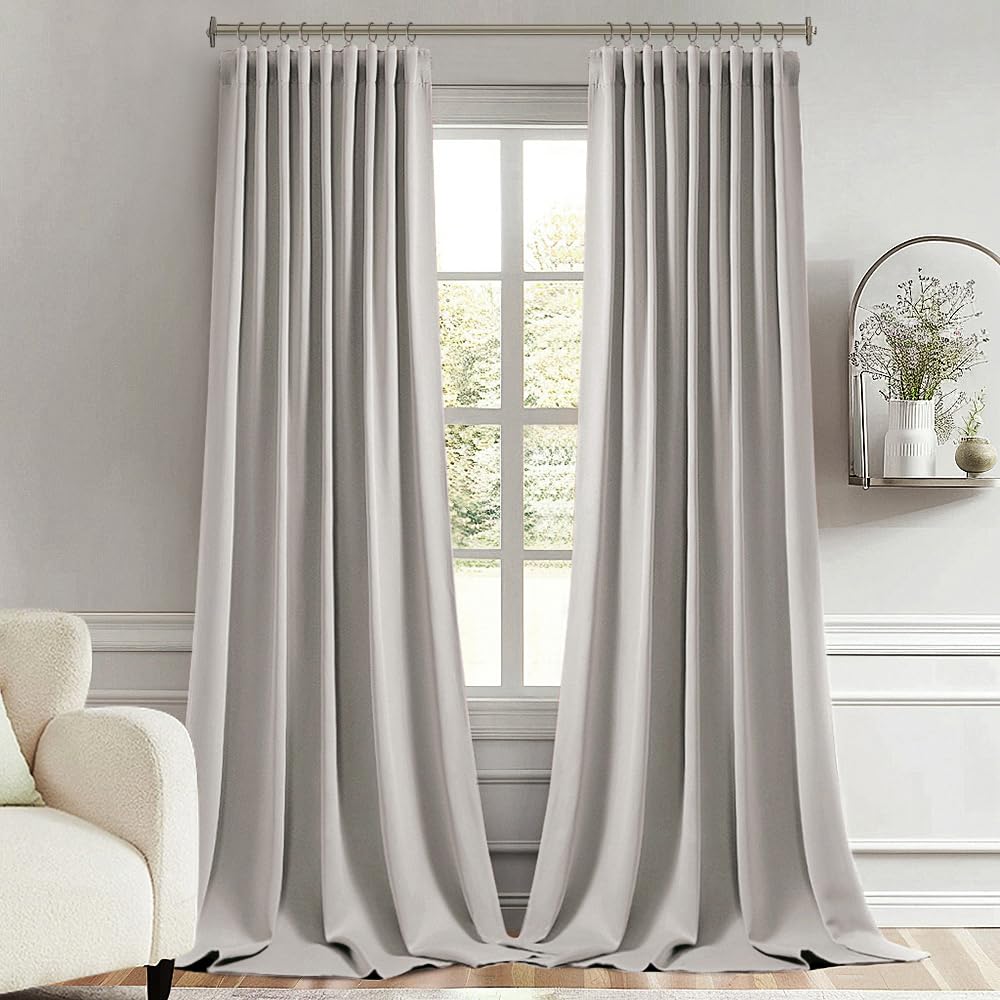 MIULEE Cobblestone Back Tab Blackout Curtains 52x102 Inch Long 2 Panels Set