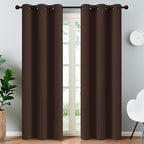 Yakamok Premium Room Darkening Thermal Insulated Curtains for Bedroom/Living Room - Classic Grommet Top (2 Panels, Chocolate Brown, 38 Inch by 84 Inch)