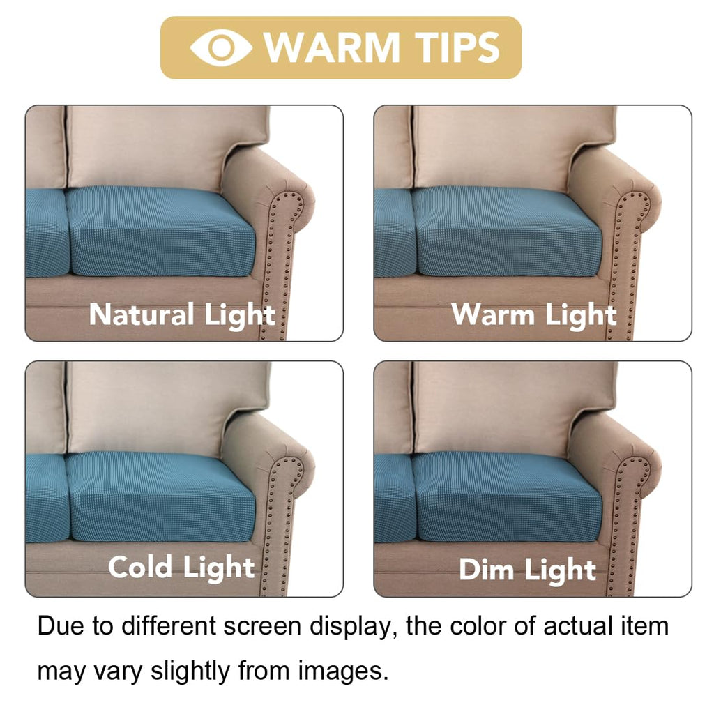 H.VERSAILTEX Super Stretch Couch Cushion Covers Sofa Cushion Slipcovers Jacquard Fabric Individual Seat Couch Slipcover Sets for Pets with Elastic Bottom(3 Packs Cushion Sofa Covers, Dusty Blue)