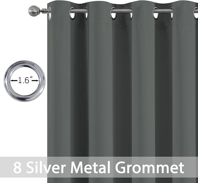 Yakamok Dark Grey Room Darkening Window Curtains 52x36 Inch for Kitchen