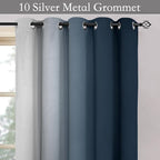 SimpleHome Ombre Room Darkening Curtains for Bedroom, Gradient Navy Blue to Grey White Light Blocking Thermal Insulated Grommet Window Curtains/Drapes for Living Room,2 Panels, 62x84 inches Length