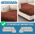 H.VERSAILTEX Velvet Stretch Individual Chaise Cover Sectional Couch Covers for L Shaped Sofa Both Left/Right Furniture Protector Seat Cushion Sofa Cover (1 Piece Chaise Cover, Rust)