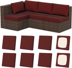 8Pcs Stretch Patio Cushion Covers, Outdoor Couch & Sofa Replacement Slipcovers for Patio Furniture Cushion Covers, Washable Reusable Furniture Protector