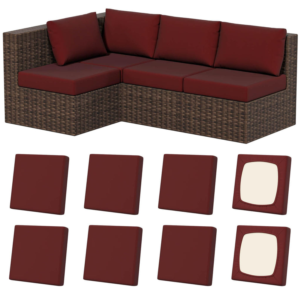 8Pcs Outdoor Cushion Covers, Stretch Patio Furniture Couch Chair Slipcovers