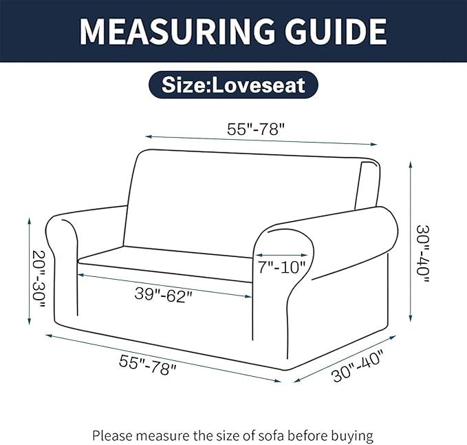 Cupuamon 2026 New Stretch Loveseat Sofa Slipcovers Couch Cover for 2 Cushion Furniture Protector Sofa Covers with Elastic Bottom Jacquard Fabric Small Checks for Pets, Kids - Classic Blue