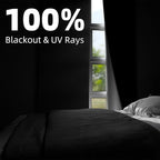 NIGHTON Portable Blackout Curtains 48"×60", Strong Hook and Loop Tape Strips with Adhesive, Cuttable Blackout Window Cover, 100% Black Out Material Blinds for Baby Nursery or Travel - Black Ⅰ