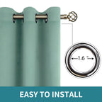 BGment Frosty Green Room Darkening Curtains 63 Inch for Bedroom - 2 Panels