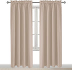 DWCN Blackout Curtains for Living Room Thermal Insulated, Energy Saving & Noise Reducing Bedroom Curtains, Camel, W 52x L 95 Inch, Set of 2 Rod Pocket Curtain Panels