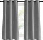 NICETOWN Silver Grey Bedroom Curtains 60 inch Length 2 Panels Set, 34" Wide, Solid Thermal Insulated Grommet Light Blocking Blackout Curtains & Drapes for Living Room