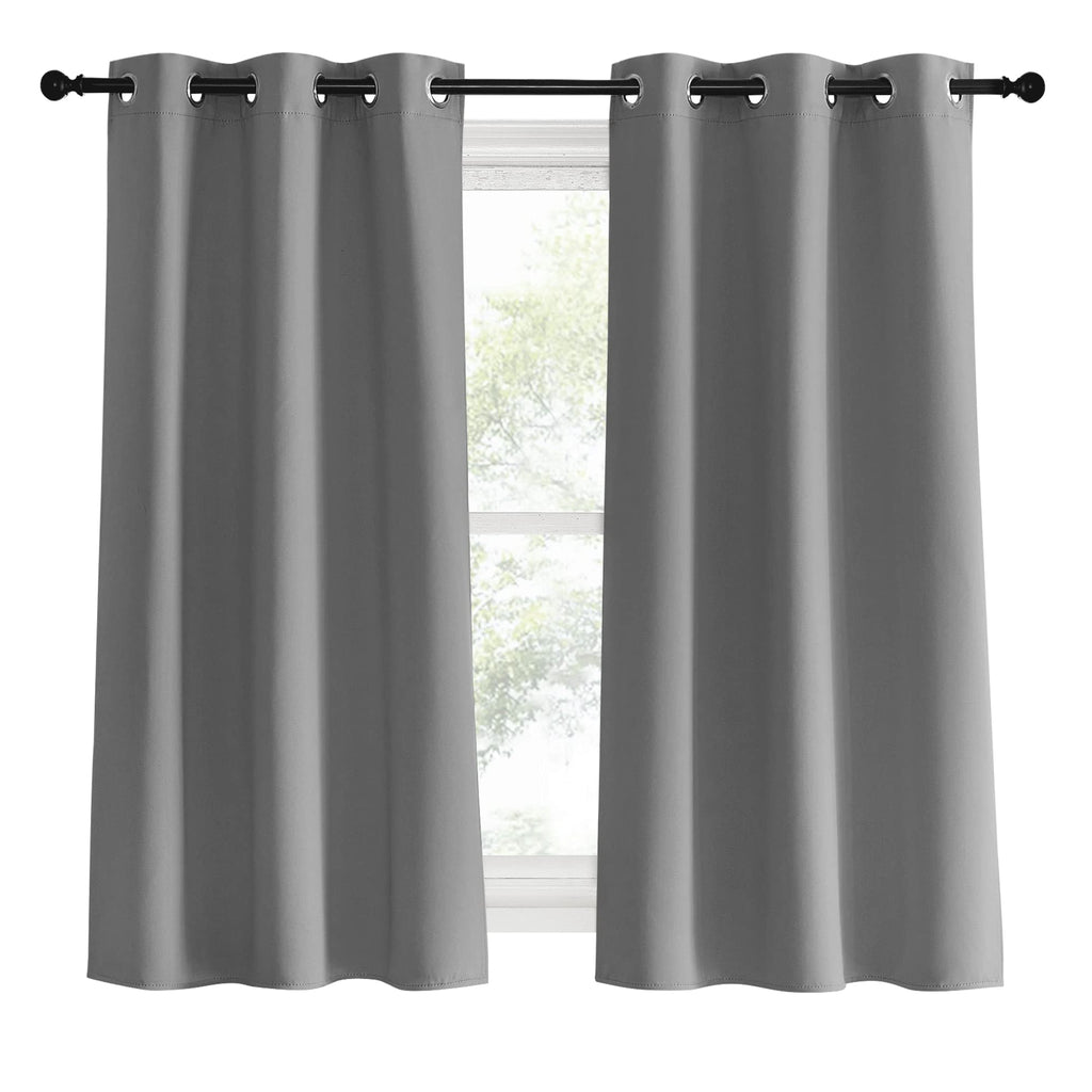 NICETOWN Silver Grey Bedroom Curtains 60 inch Length 2 Panels Set, 34" Wide, Solid Thermal Insulated Grommet Light Blocking Blackout Curtains & Drapes for Living Room