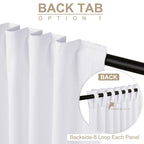 Faux Linen Total Blackout Curtains for Bedroom 84 Inch Long Bright White