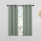 NICETOWN Bedroom Curtain Panels Blackout Draperies, 1 Pair, 29 by 40 inches, Greyish Green, Thermal Insulated Solid Grommet Blackout Curtains/Drapes for Small Window