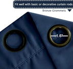 H.VERSAILTEX Blackout Patio Curtains 100 x 96 Inches for Sliding Door Extral Wide Blackout Curtain Panels Thermal Insulated Room Divider - Grommet Top, 8' Tall by 8.5' Wide - Navy Blue