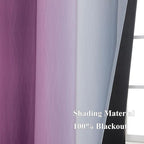 Ombre Purple and Gray Blackout Curtains 63 Inch Length 2 panels, Full Room Darkening Grommet Thermal Insulated Gradient Drapes for Girls Room, Full Light Blocking Curtains for Bedroom, 42x63 Inch