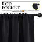 NICETOWN Black Blackout Curtain Blinds - Solid Thermal Insulated Window Treatment Blackout Drapes for Bedroom (2 Panels, 70 inches Wide by 95 inches Long)