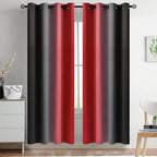 Yakamok Blackout Ombre Black and Red Curtains for Bedroom,Room Darkening Grommet Thermal Insulated Full Light Blocking Window Drapes/Curtains for Living Room,52 x 72 Inch,2 Panels