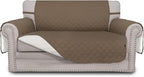 Easy-Going Reversible Loveseat Couch Cover for 2 Cushion Couch Sofa Cover for Dogs Water Resistant Furniture Protector with Foam Sticks Elastic Straps for Pet (Loveseat, Camel/Ivory)