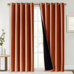 NICETOWN 100% Blackout Window Curtain Panels, Cold and Full Light Blocking Drapes with Black Liner for Nursery, 84" Drop Thermal Insulated Draperies (Burnt Orange, 2 Pieces, 70" Wide Each Panel)