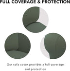 PureFit Super Stretch Sofa Slipcover – Spandex Non Slip Soft Couch Sofa Cover, Washable Furniture Protector with Non Skid Foam and Elastic Bottom for Kids, Pets (Oversized, Greyish Green)