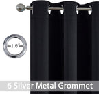 Yakamok Blackout Curtains for Bedroom - Grommet Thermal Insulated Room Darkening Curtains for Living Room, Set of 2 Panels (38 x 54Inch, Black)