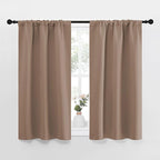 NICETOWN Kitchen Window Blackout Curtains - Window Treatment Thermal Insulated Rod Pocket Small Blackout Draperies/Drapes for Bedroom/Kitchen (Cappuccino, Set of 2, 34 inches Wide by 45 inches Long)