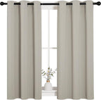 NICETOWN Natural Blackout Shack Curtains Noise Reducing, Thermal Insulated and Privacy Room Darkening Drape Panels for Boy's Guest Room Door Small Short Window (2 Panels, W34 x L48 -Inch)